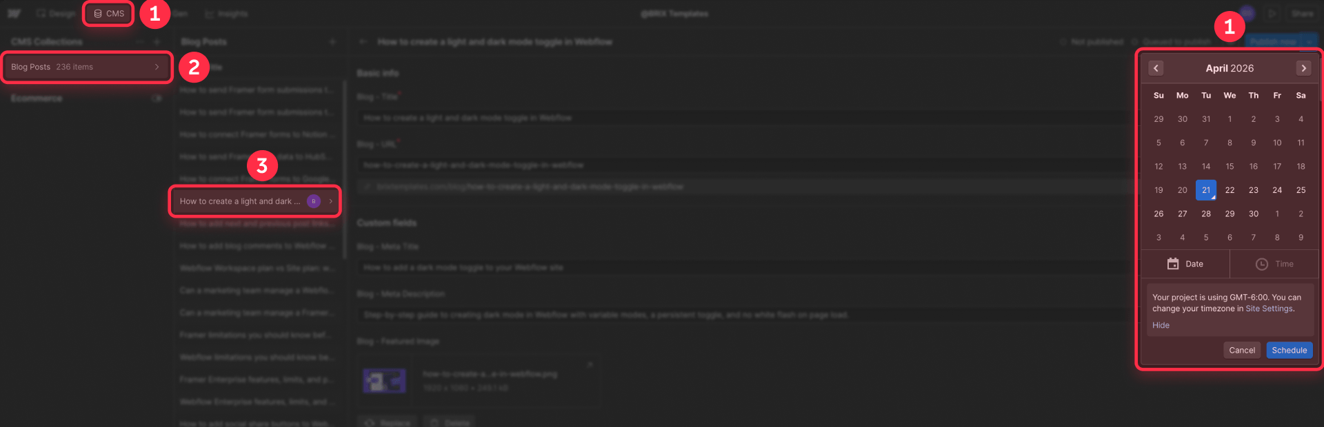 How To Schedule A CMS Item To Publish Later In Webflow