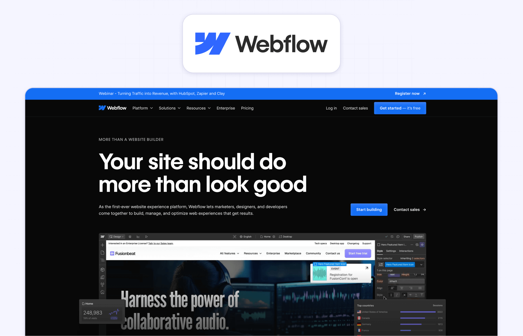 Webflow vs Framer platform interface