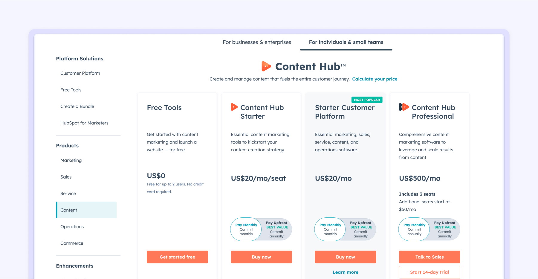 Webflow vs HubSpot subscription costs