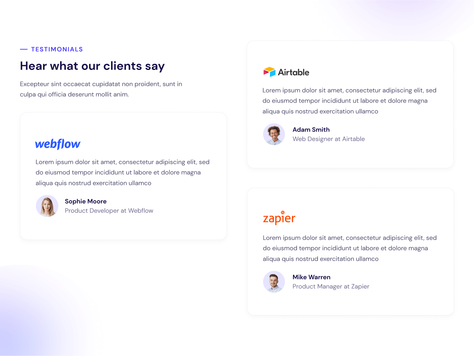3 Testimonial Cards