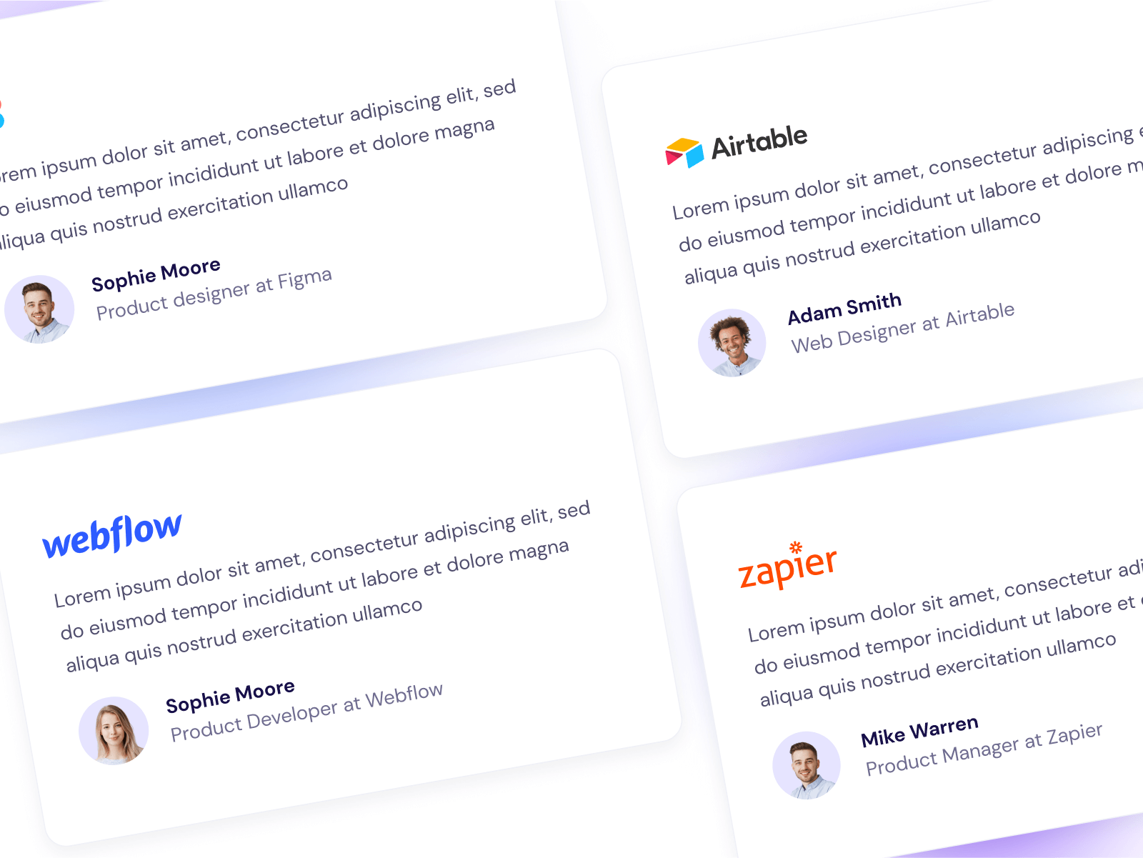 3 Testimonial Cards