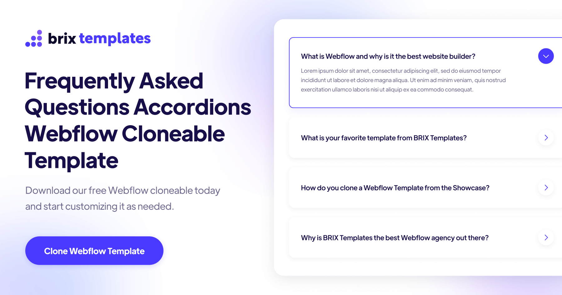 FAQ Accordion Webflow Cloneable Template - BRIX Templates