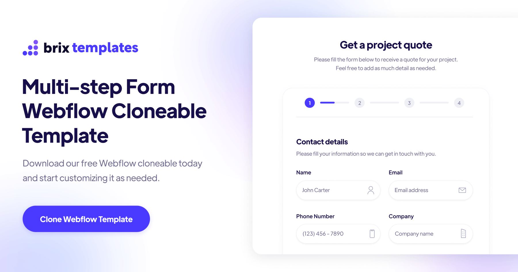 Multi-Step Form Webflow Cloneable Template - BRIX Templates