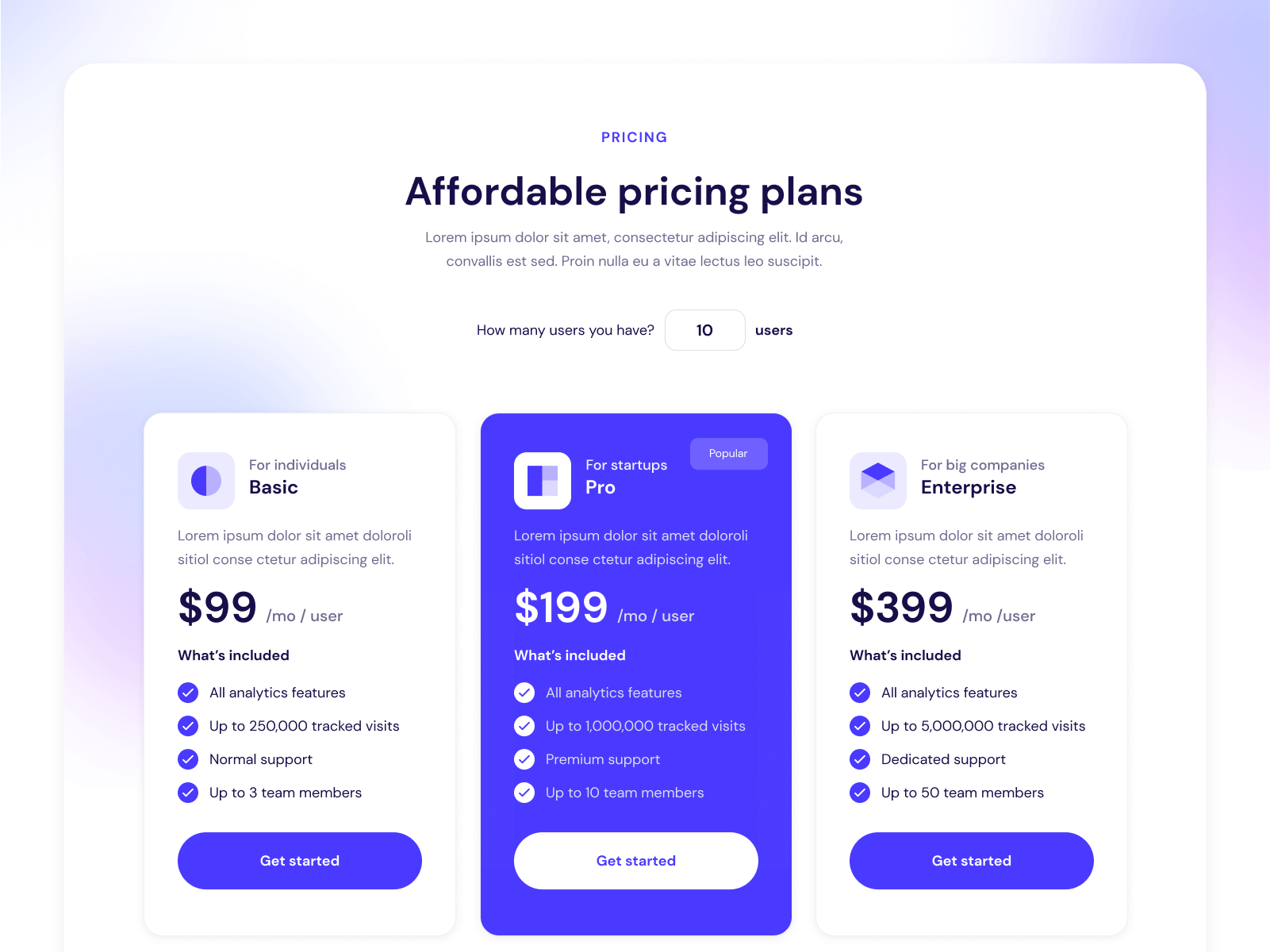 Pricing Calculator