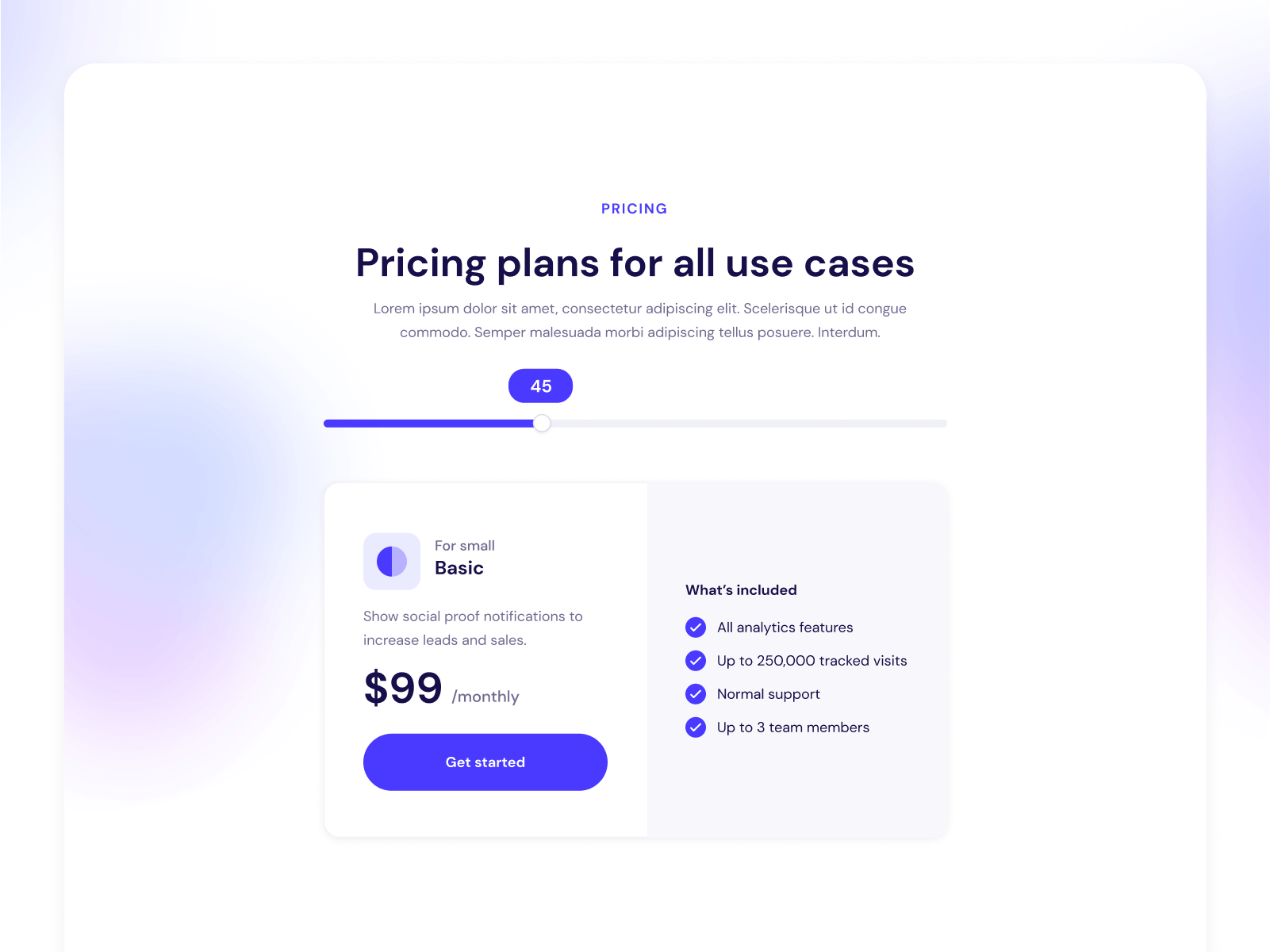 Slider Pricing Calculator