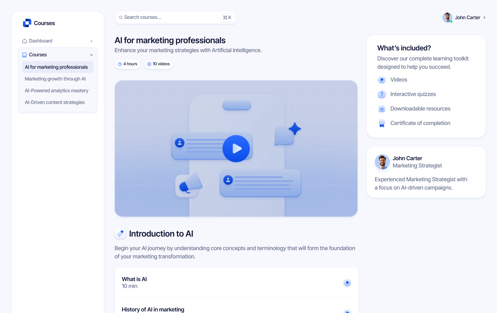 Course Courses Dashboard Template Memberstack
