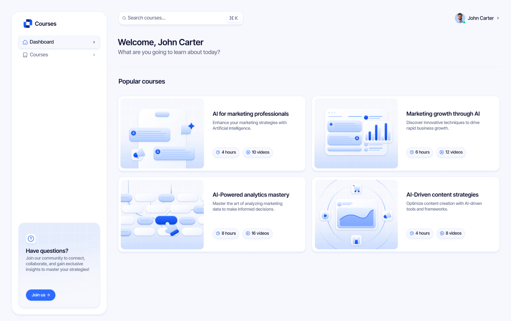 Dashboard Courses Dashboard Template Memberstack