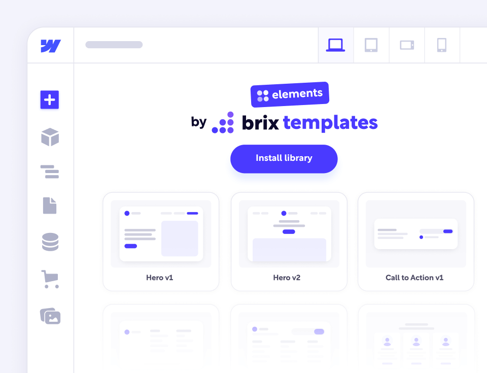 Install The Library - Elements Library Webflow Template