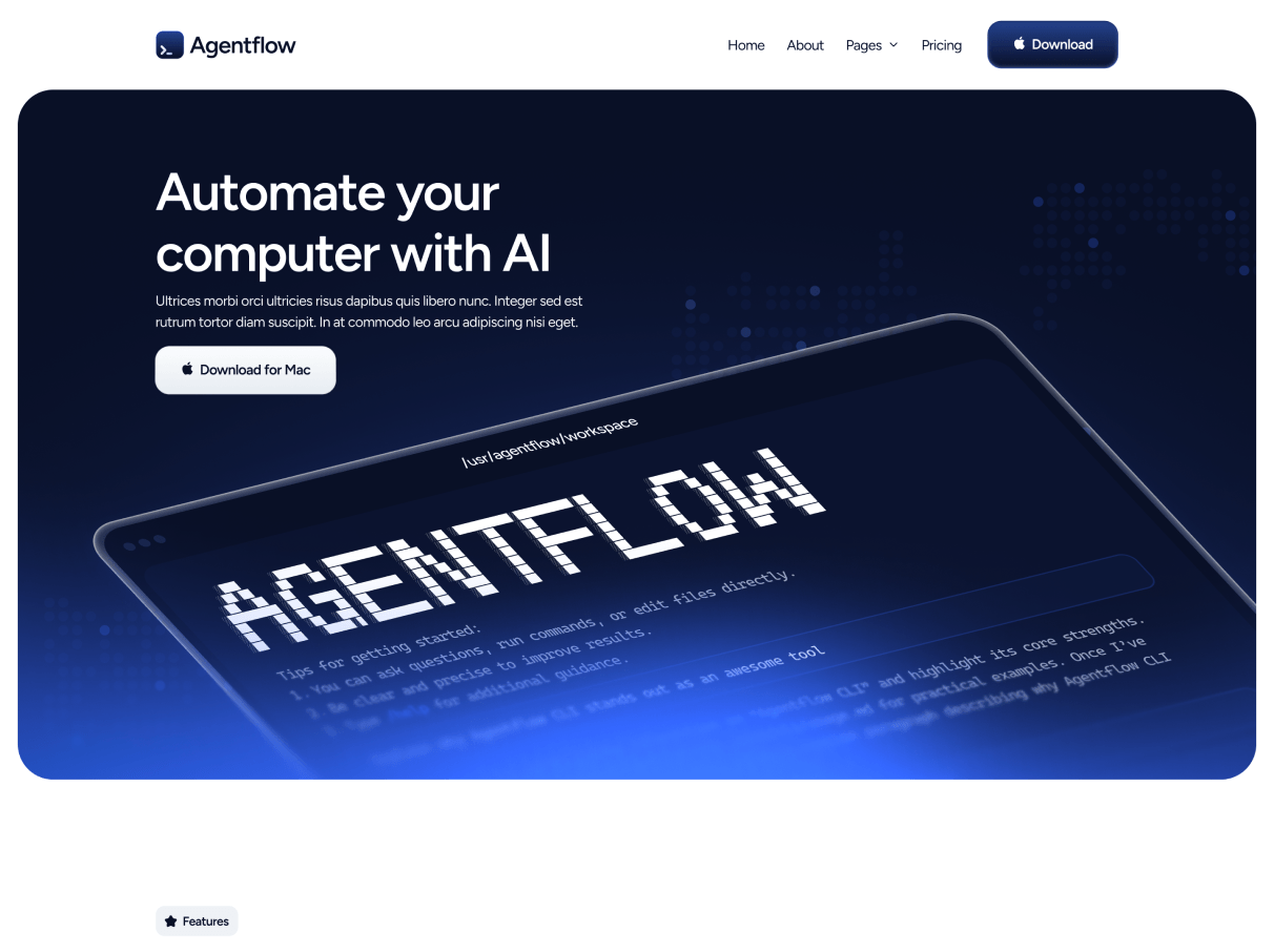 Agentflow - Terminal AI Assistant Webflow Template