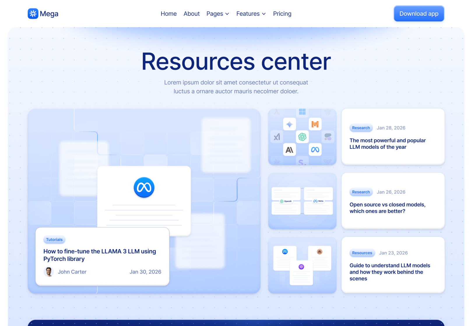 Blog V1 Page - Mega Webflow Template