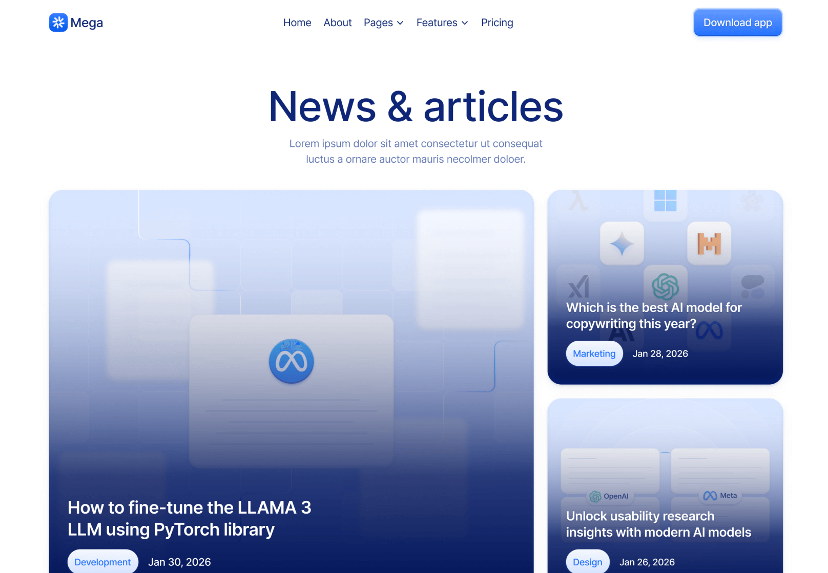 Blog V5 Page - Mega Webflow Template