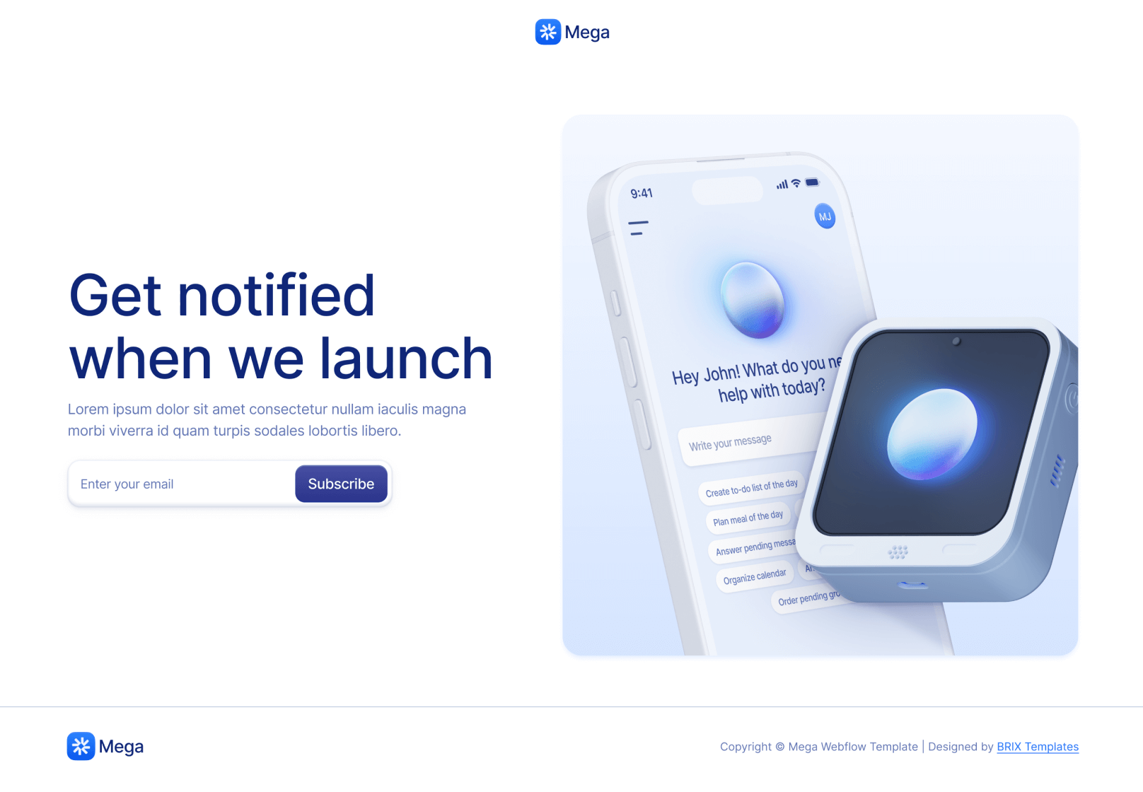 Coming Soon V1 Page - Mega Webflow Template