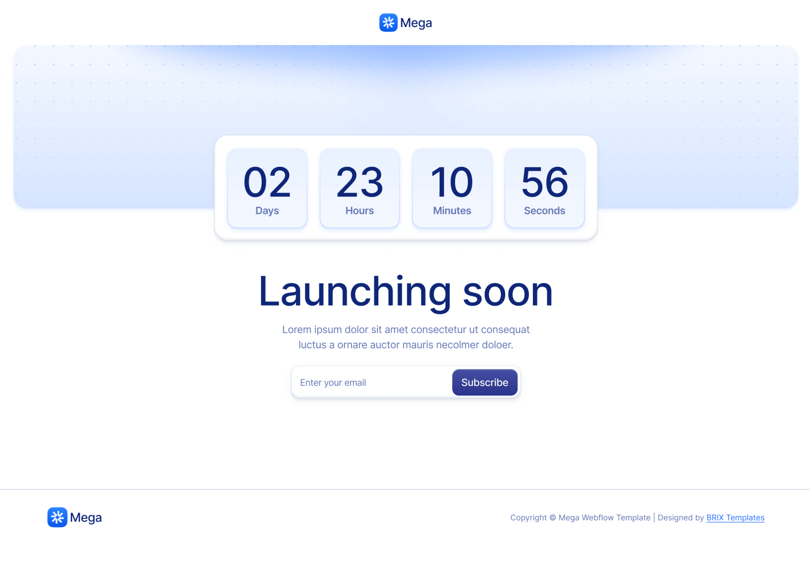 Coming Soon V3 Page - Mega Webflow Template