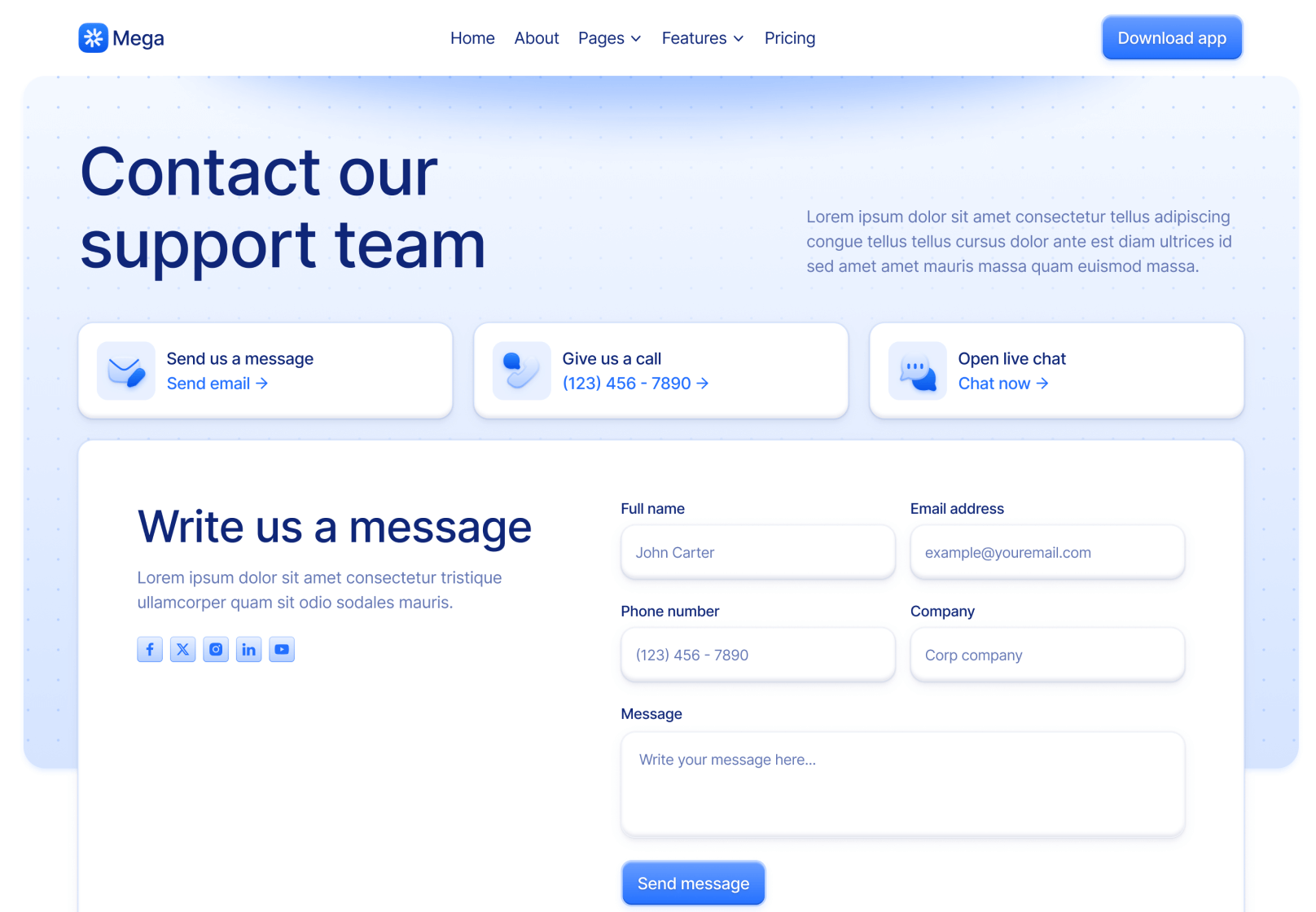 Contact V4 Page - Mega Webflow Template