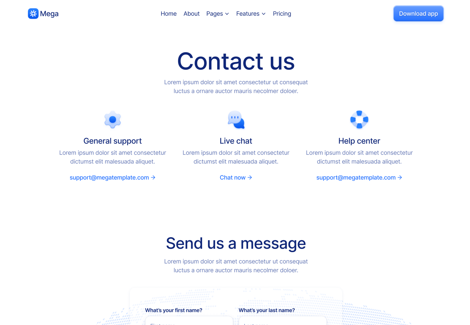 Contact V6 Page - Mega Webflow Template