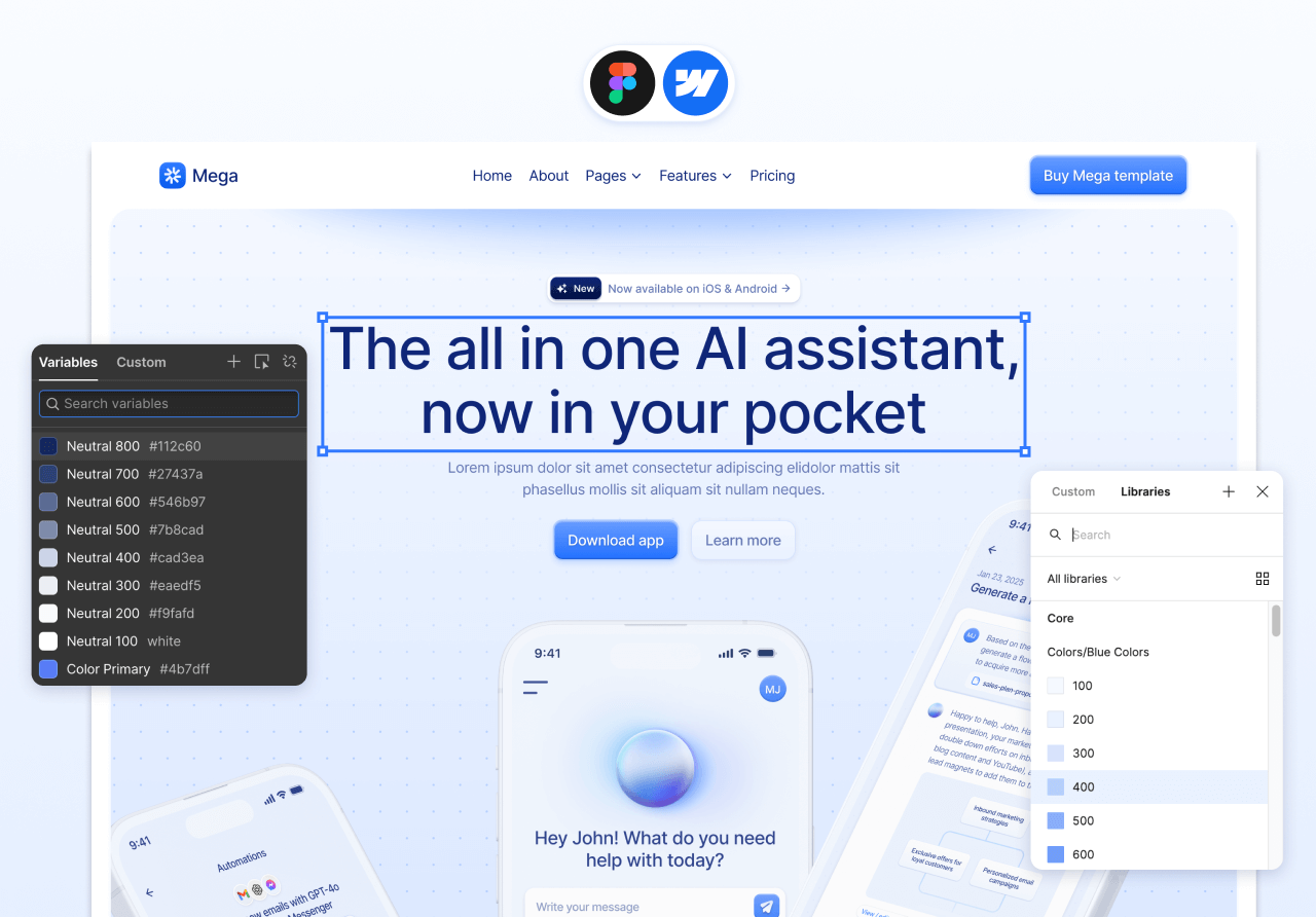 Figma & Webflow Template - Mega Webflow Template