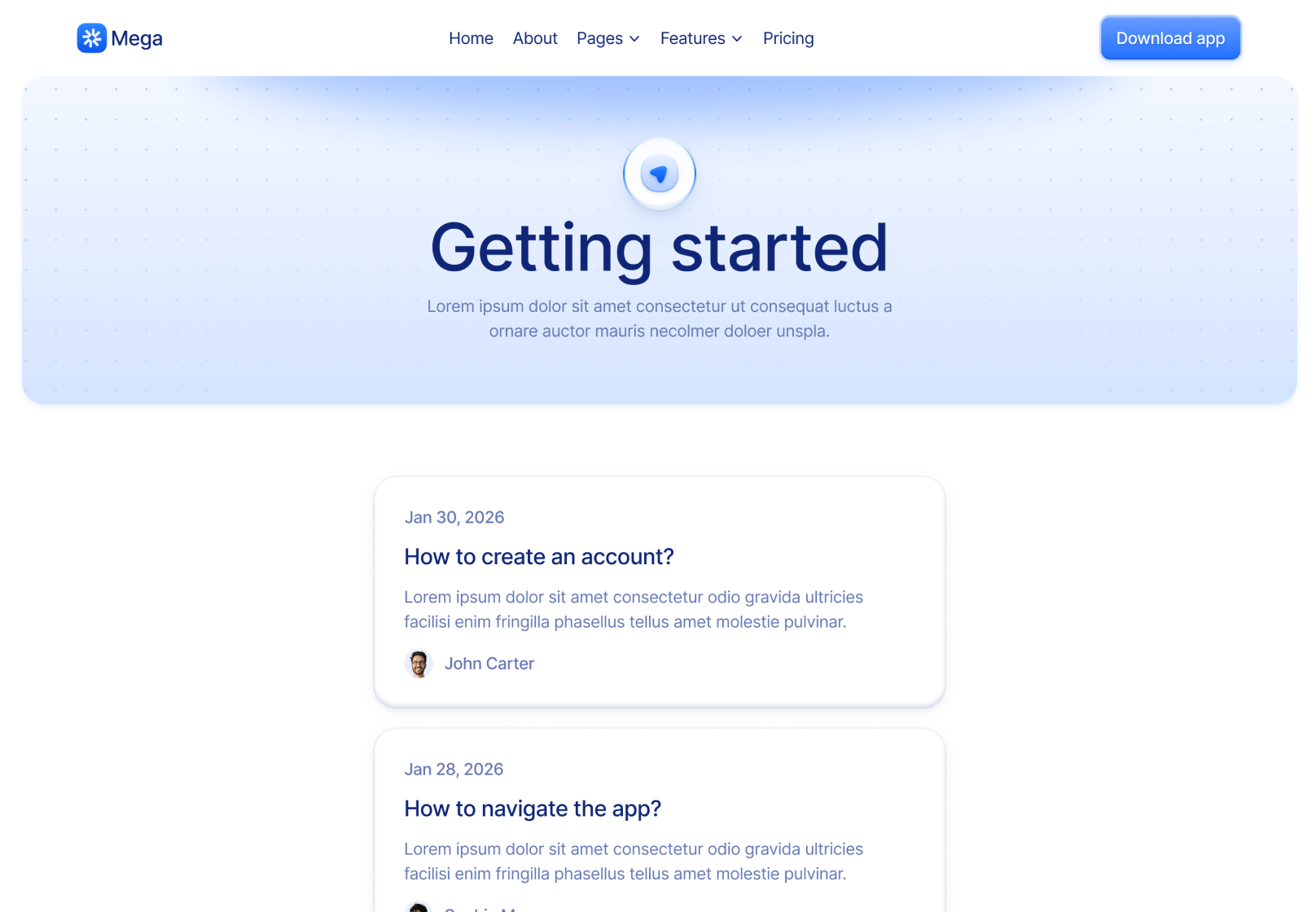 Help Center Category V1 Page - Mega Webflow Template