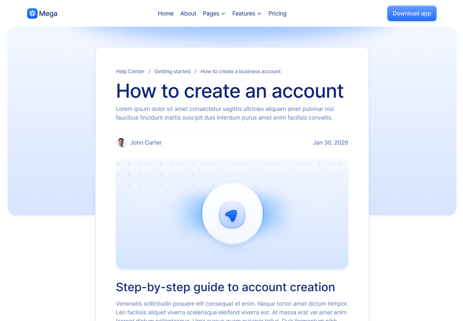 Help Center Single Page - Mega Webflow Template