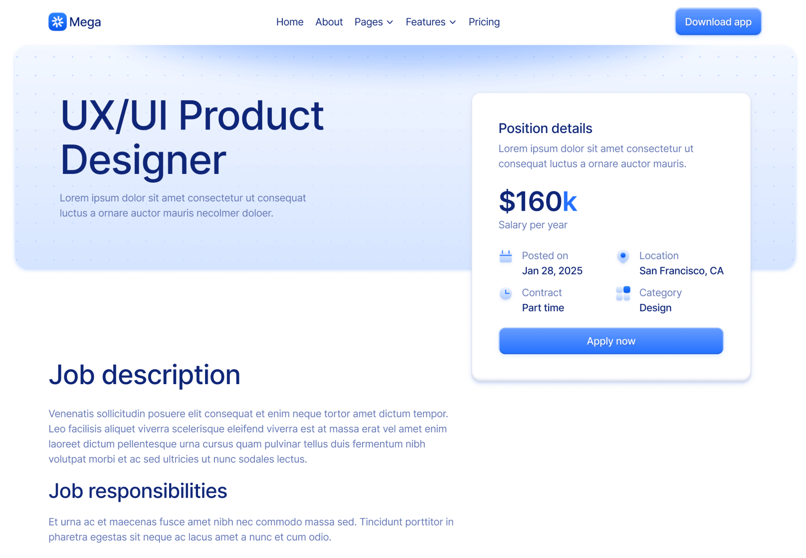 Job Post V1 Page - Mega Webflow Template