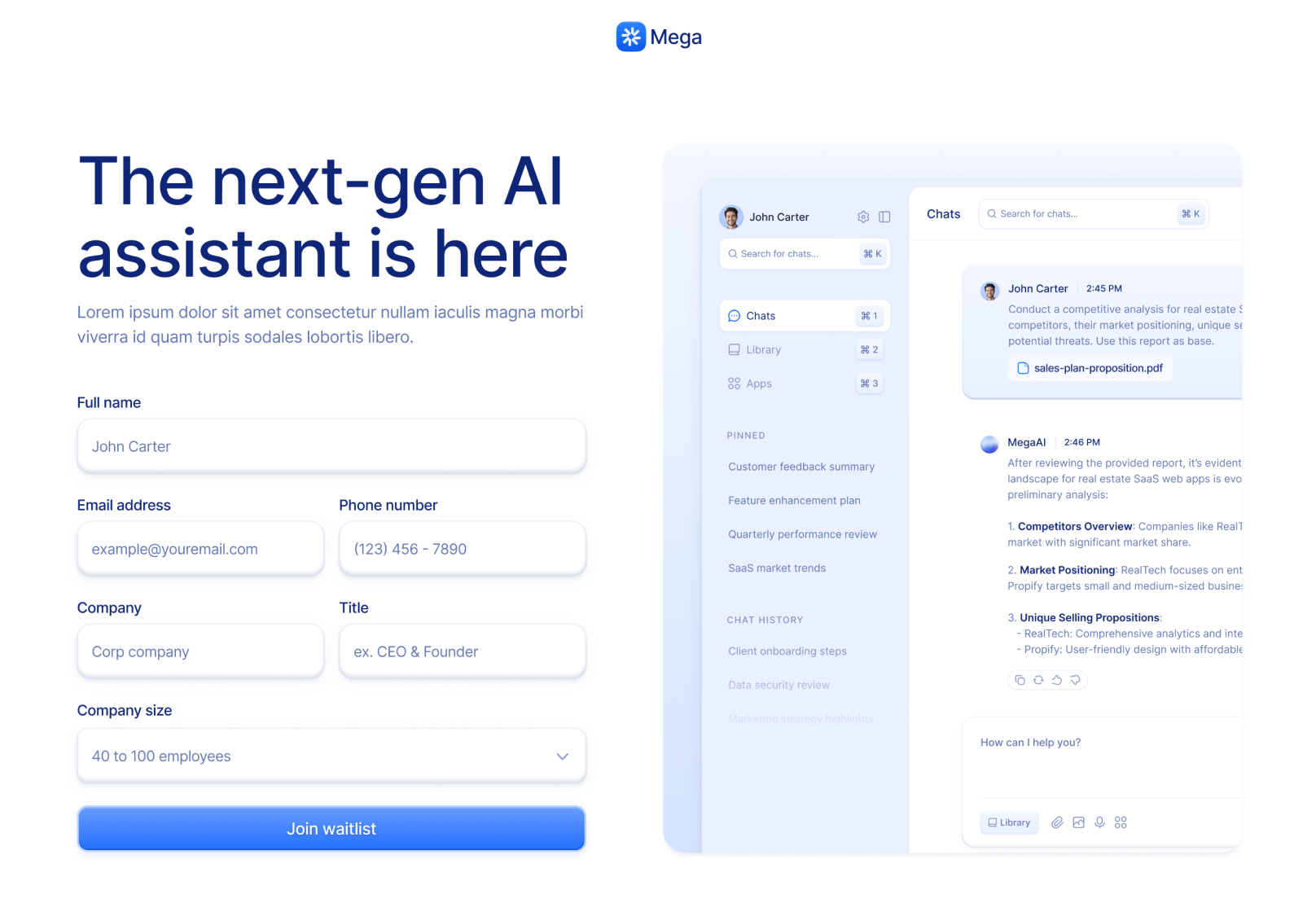 Lead Form V2 Page - Mega Webflow Template