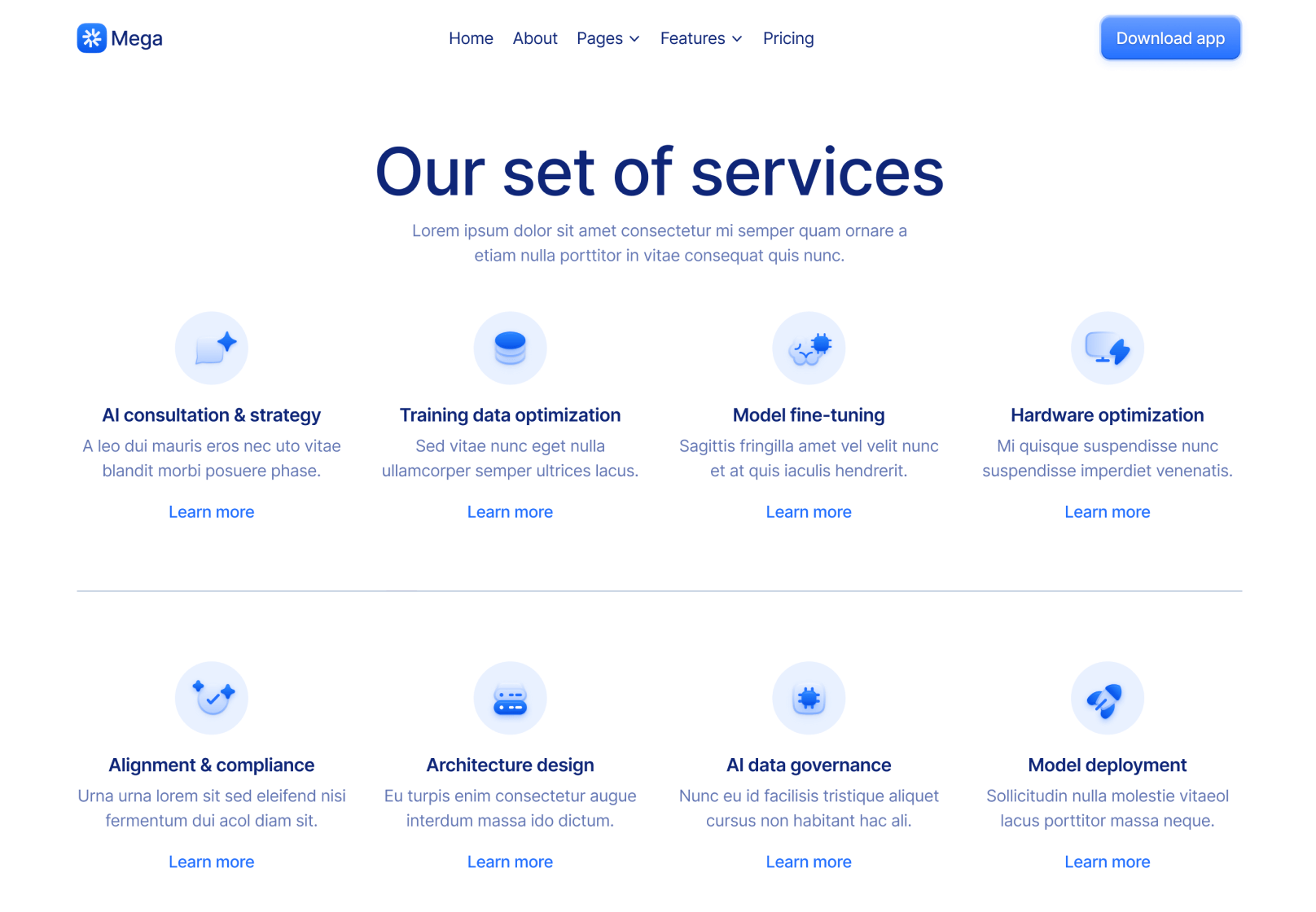 Services V1 Page - Mega Webflow Template