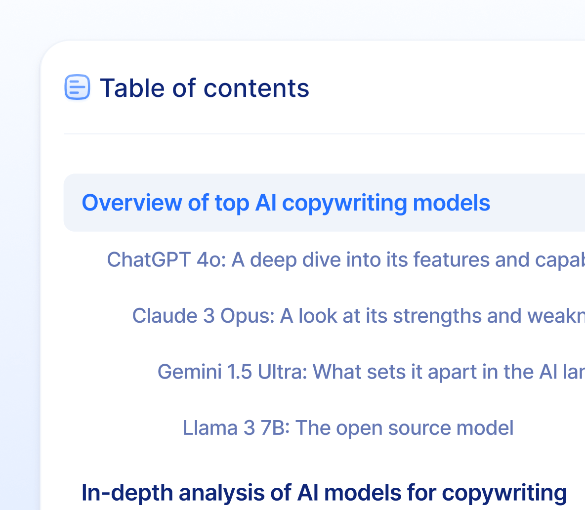 Table Of Contents - Mega Webflow Template
