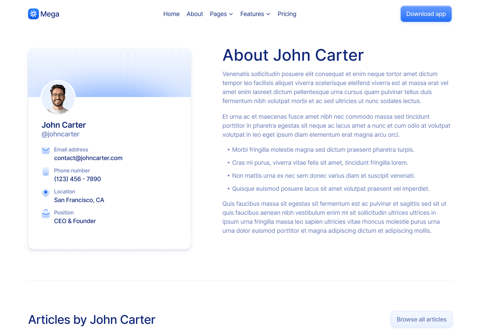 Team Member V1 Page - Mega Webflow Template