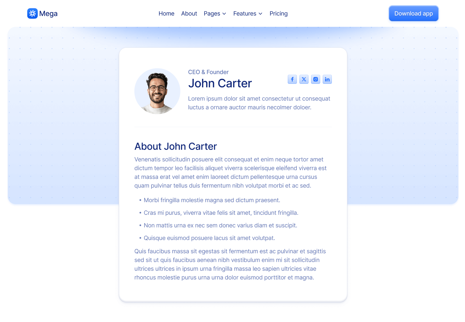Team Member V2 Page - Mega Webflow Template