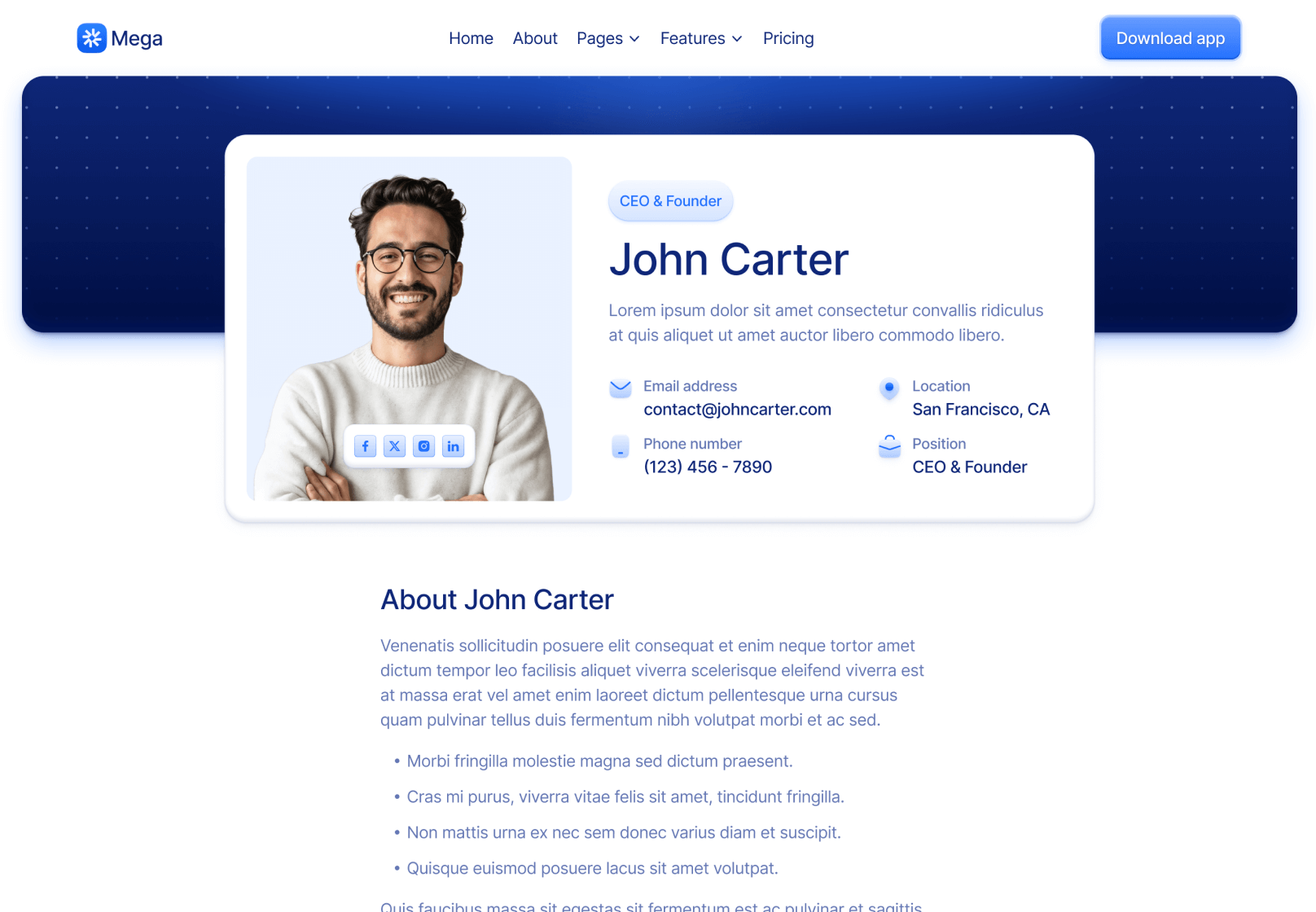 Team Member V3 Page - Mega Webflow Template