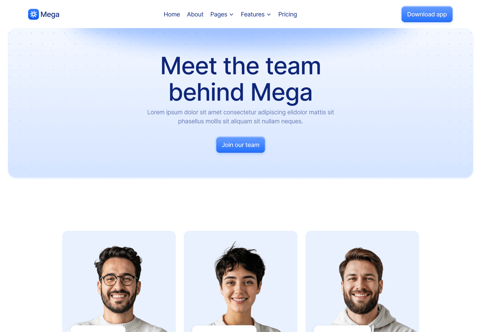 Team V1 Page - Mega Webflow Template