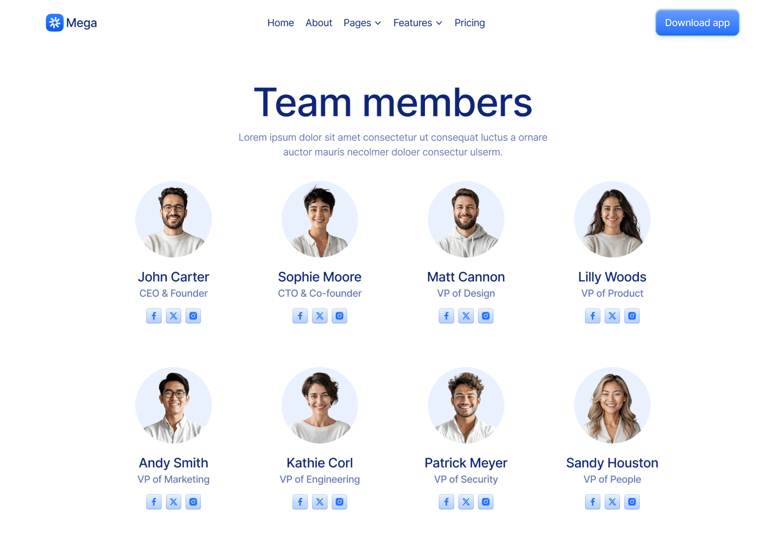 Team V2 Page - Mega Webflow Template