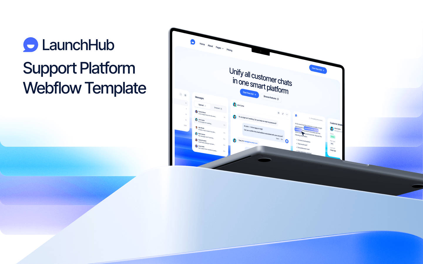 AI Customer Support Webflow Template