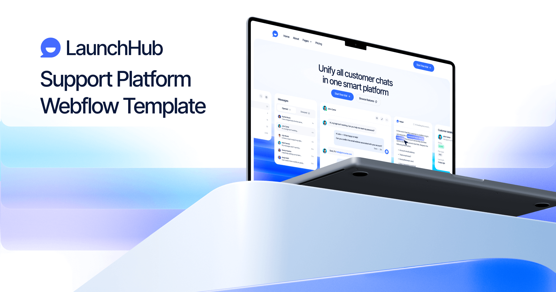 AI Support Platform Webflow Template