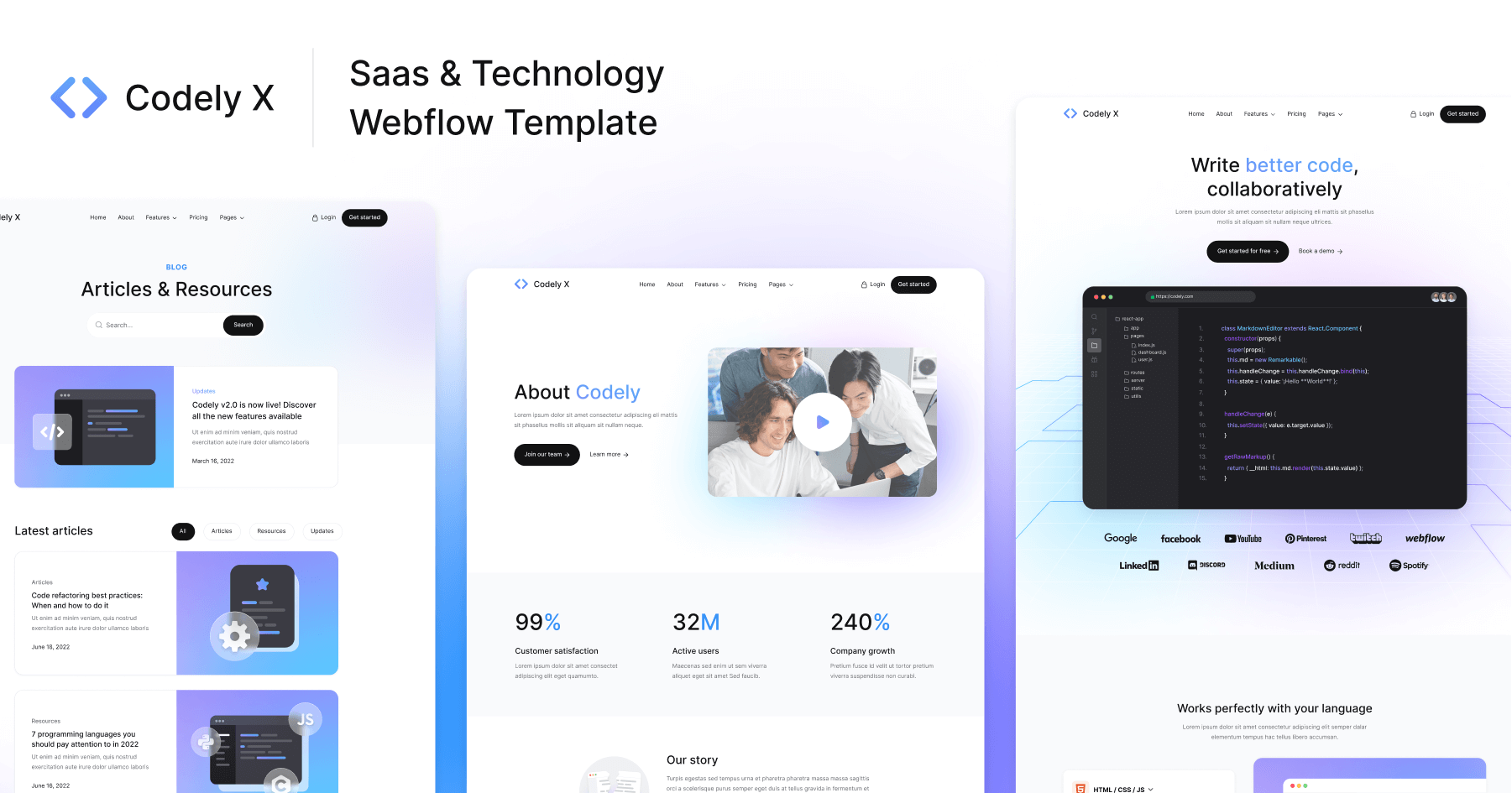 B2B SaaS Startup Webflow Template - Codely X | BRIX Templates