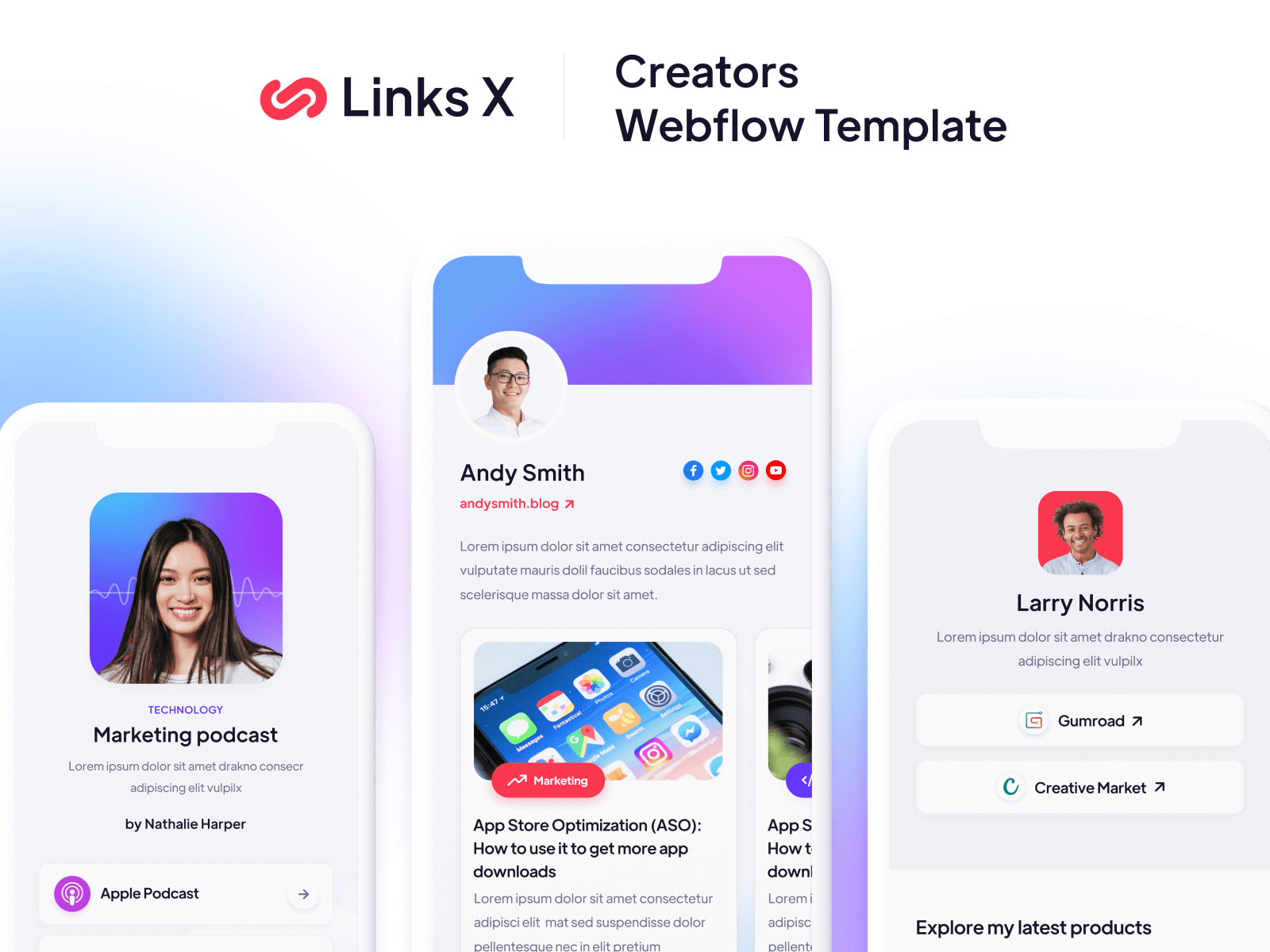 Links Creators Webflow Template