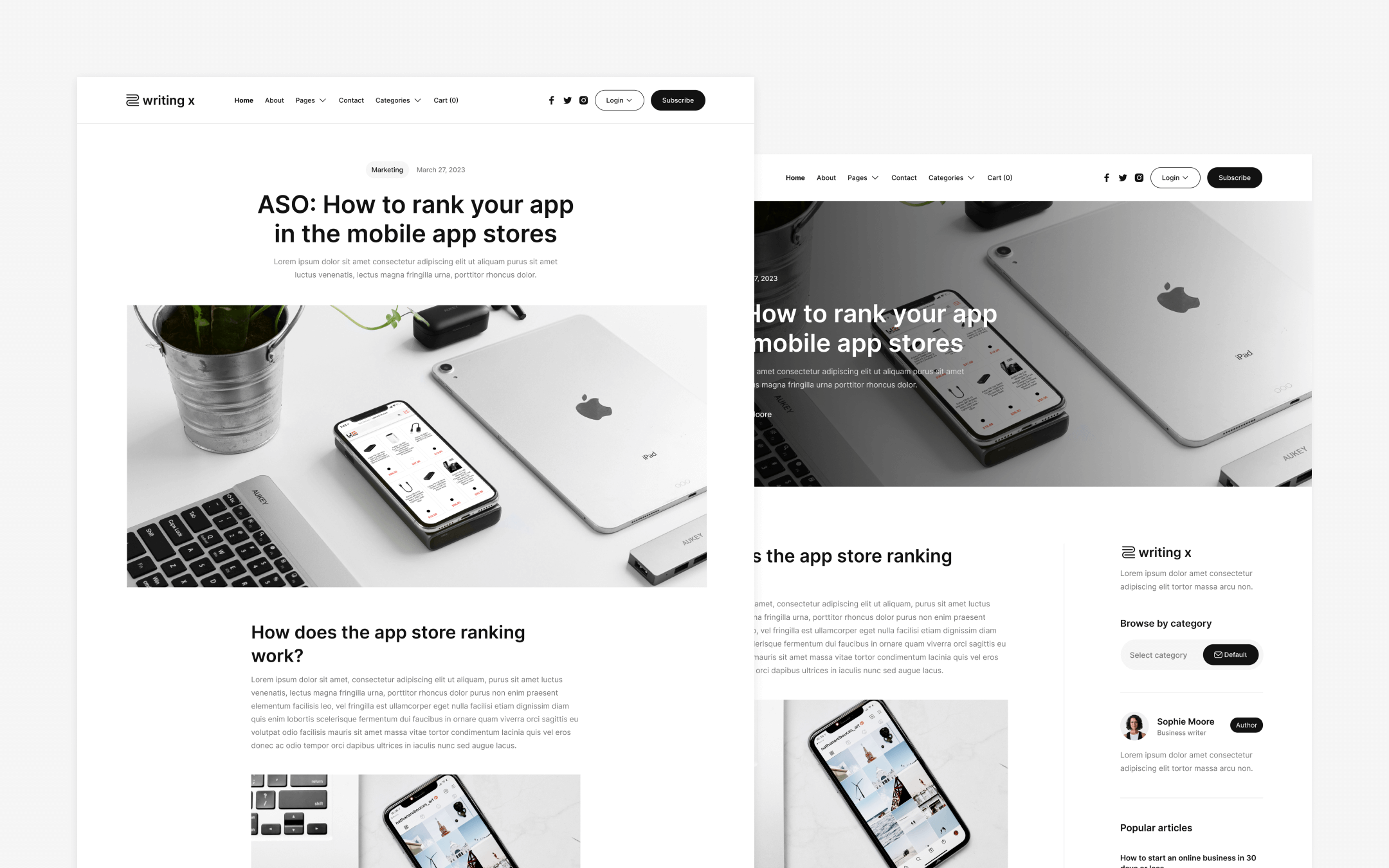 Writing X Webflow Template