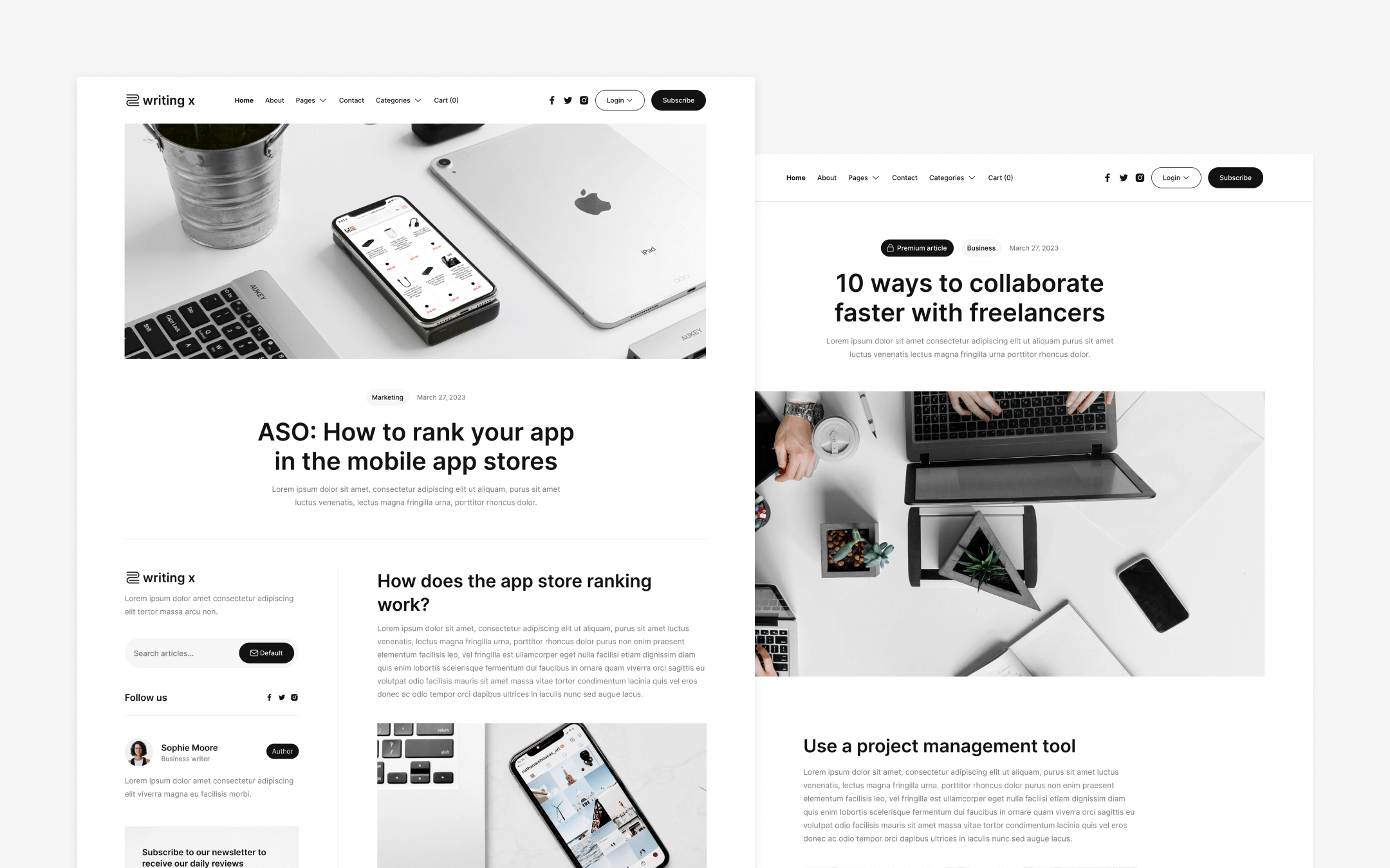 Writing X Webflow Template