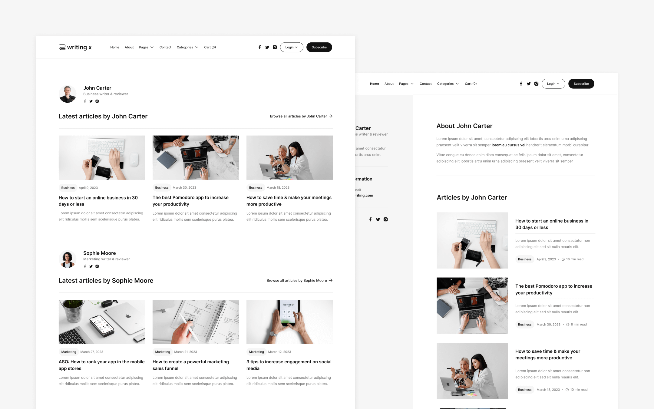 Writing X Webflow Template