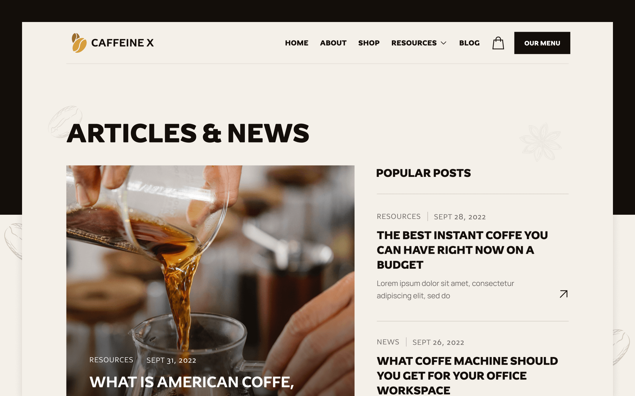 Caffeine X Webflow Template