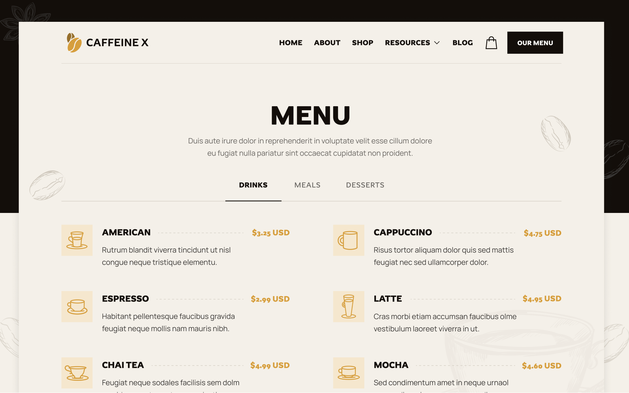 Caffeine X Webflow Template