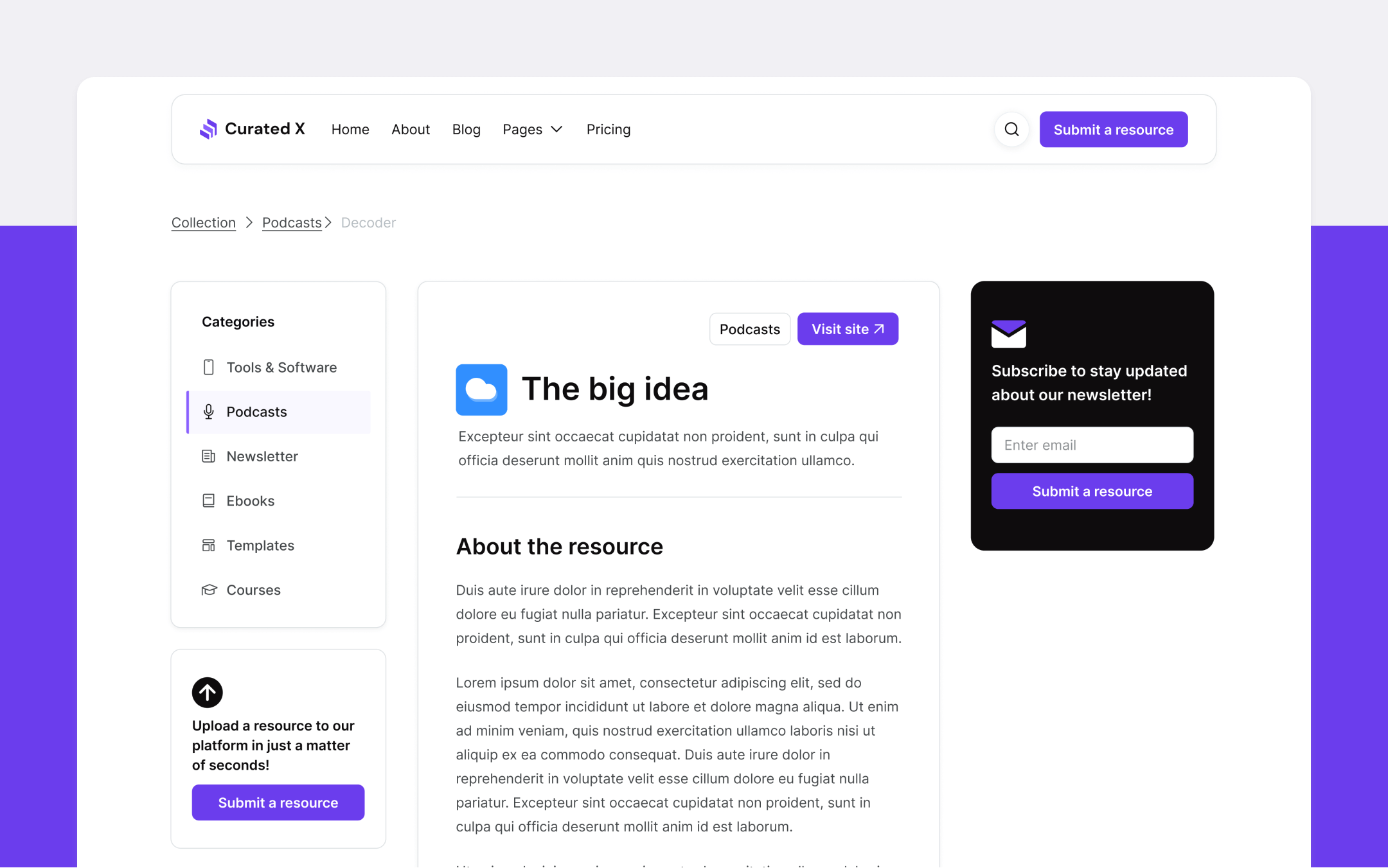 Curated X Webflow Template