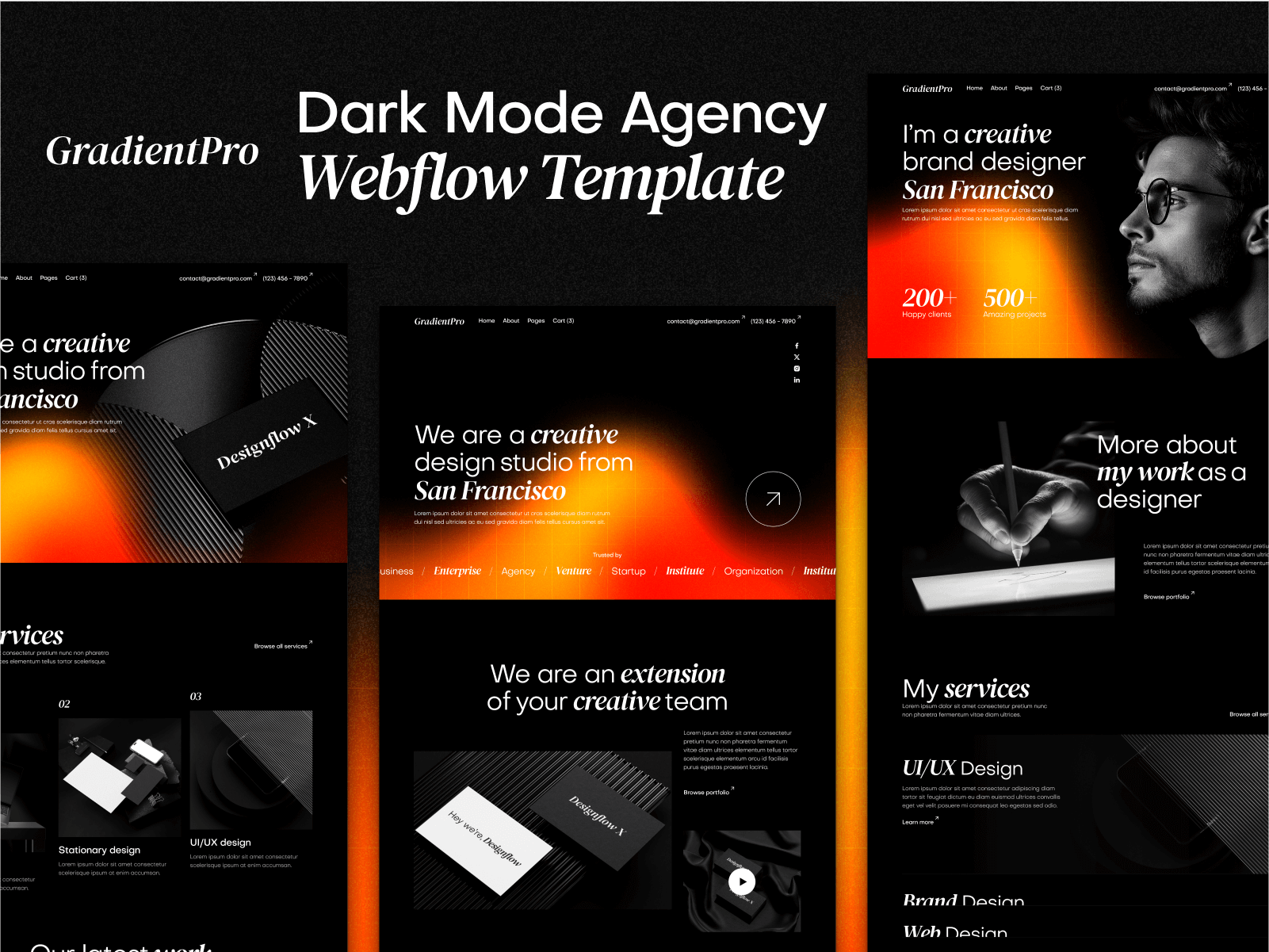 Dark Mode Design Agency Webflow Template