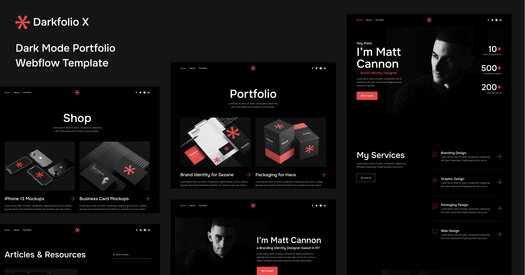 Dark Mode Portfolio Webflow Template