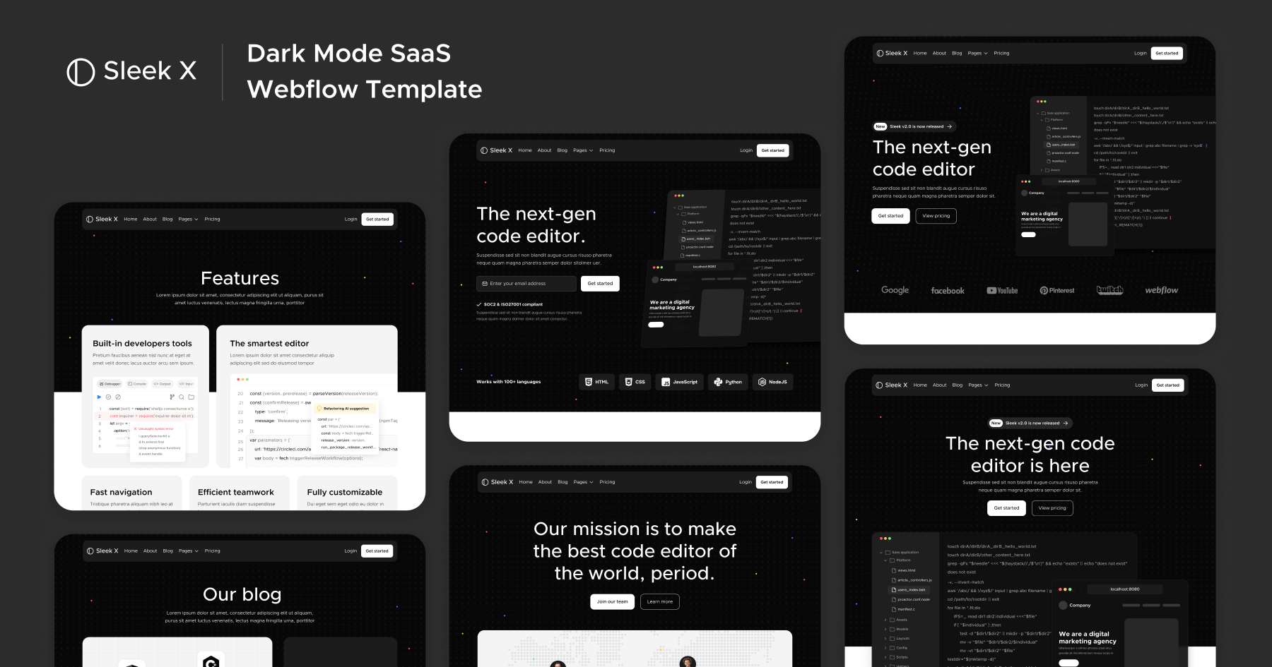 Dark Mode SaaS Webflow Template