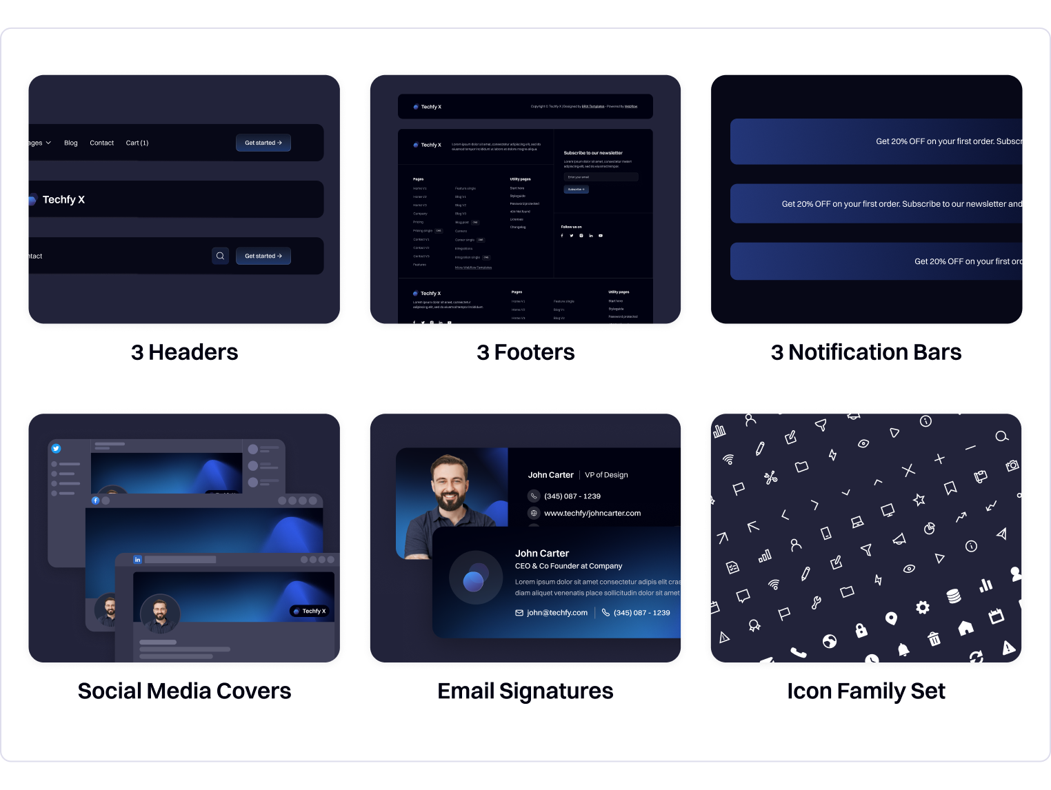 Techfy X - Dark Mode Startup Webflow Template Benefits