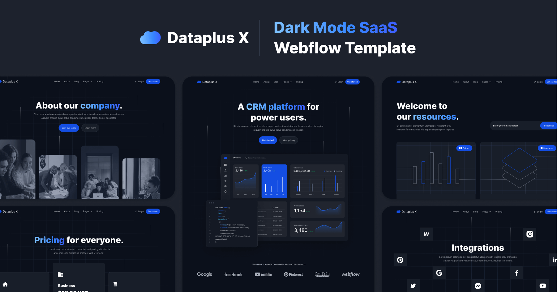 Dark Mode SaaS Webflow Template