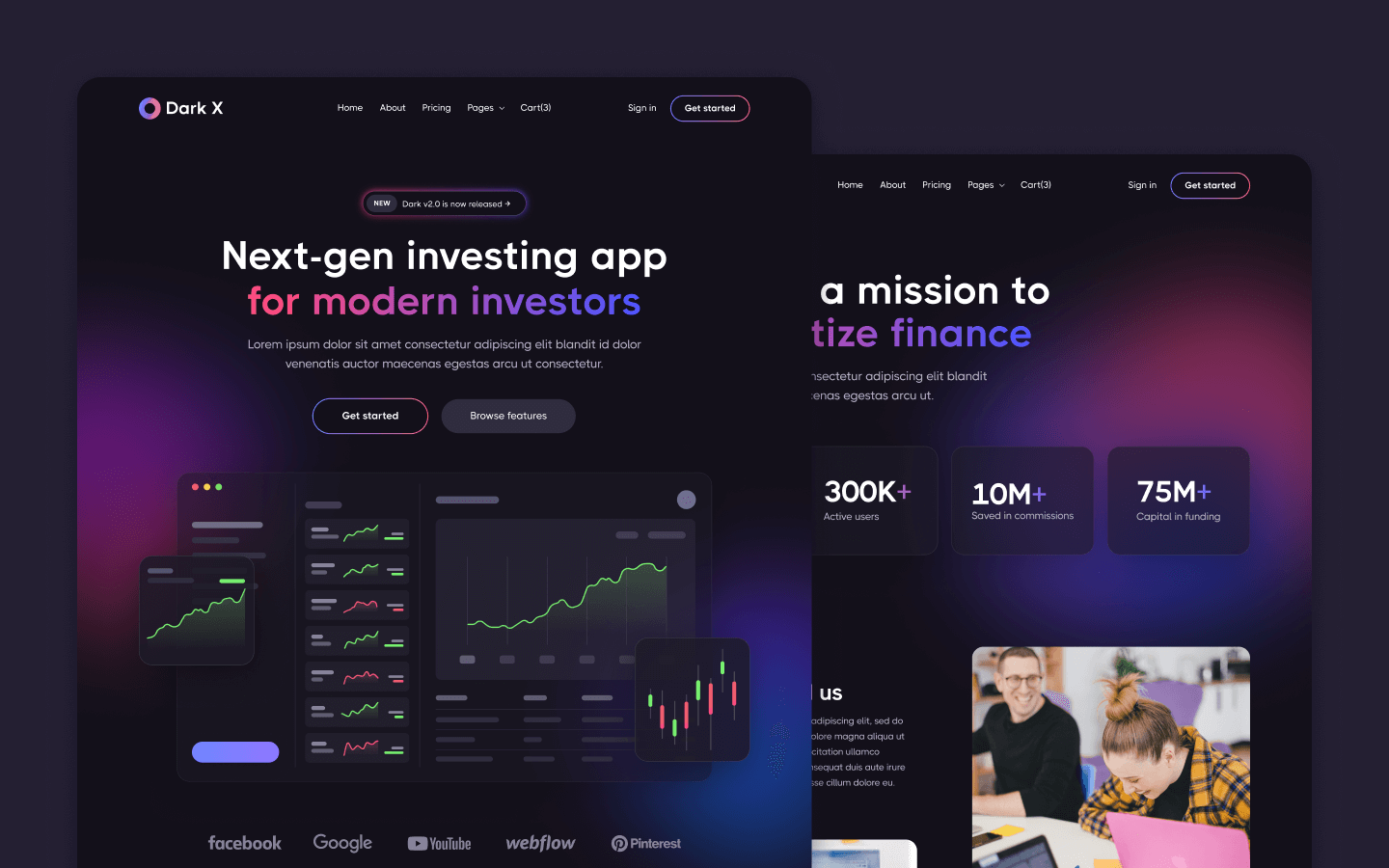 Dark Mode SaaS Webflow Template