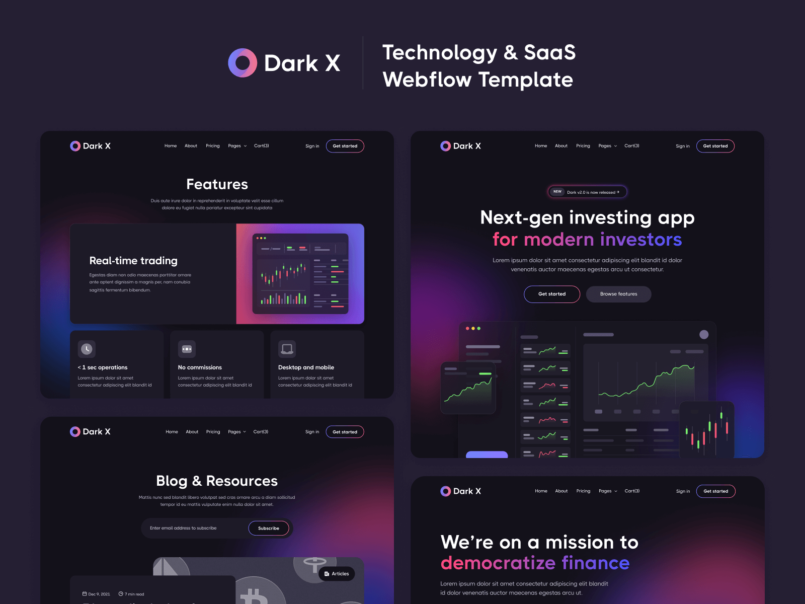 Dark Mode SaaS Webflow Template