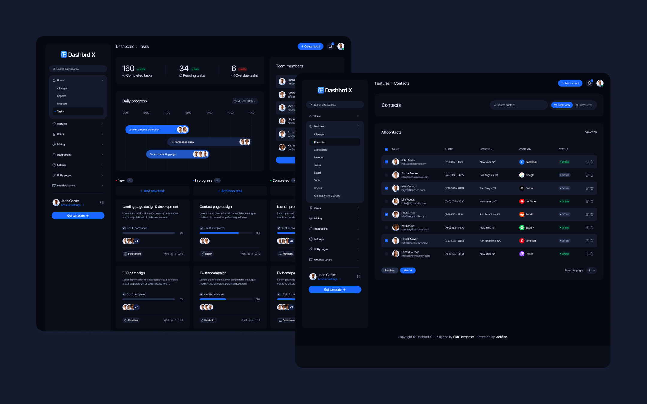 Dashbrd X Webflow Template