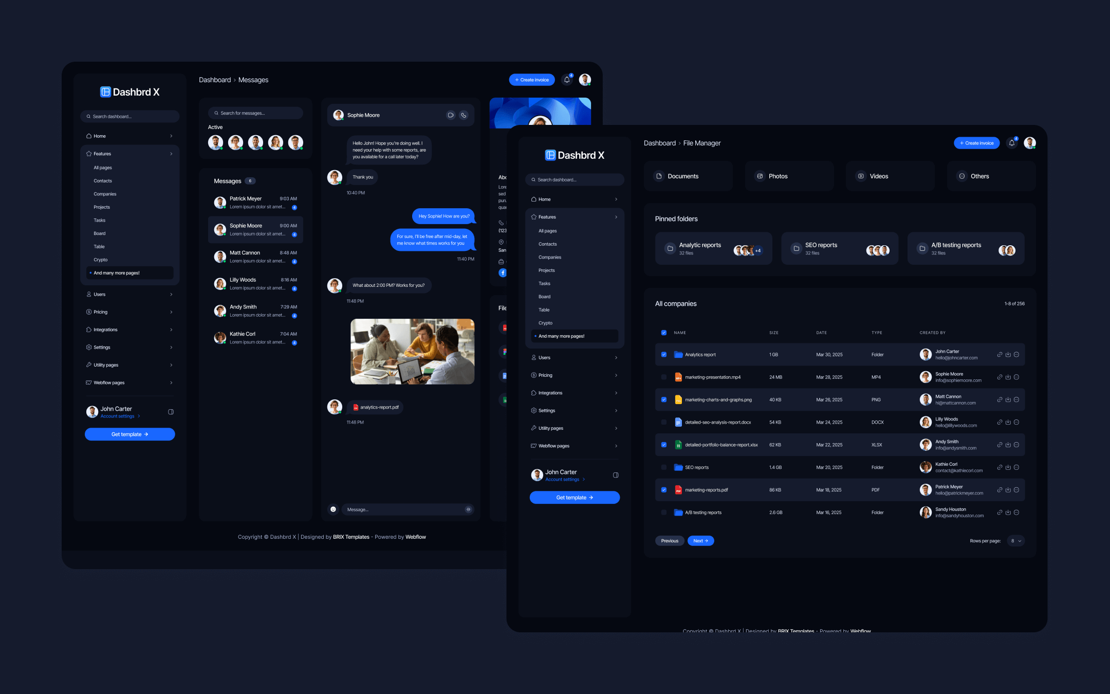 Dashbrd X Webflow Template